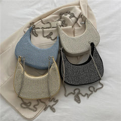 Women's Rhinestone Chain Crossbody Bag Dumpling Type