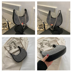 Women's Rhinestone Chain Crossbody Bag Dumpling Type