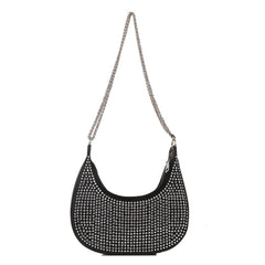 Women's Rhinestone Chain Crossbody Bag Dumpling Type