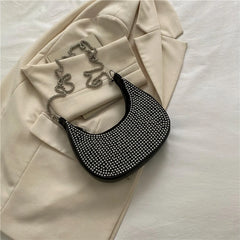 Women's Rhinestone Chain Crossbody Bag Dumpling Type