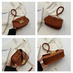 Stone Texture Square Shoulder Bag Chain Embossing Famous