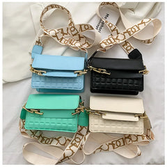Pure Women Shoulder Bags Thick Chain Portable Square Handbags