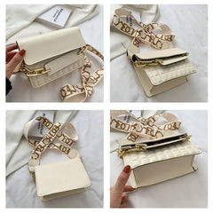 Pure Women Shoulder Bags Thick Chain Portable Square Handbags