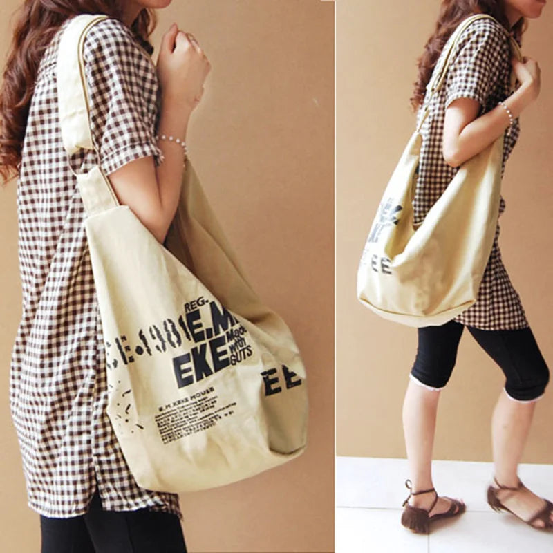 Retro Canvas Handbags Women Casual Shoulder Bags Large Capacity
