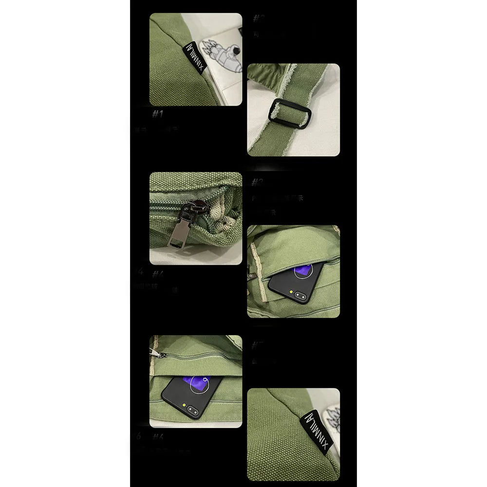 Women's Canvas Shoulder Messenger Bag, Large Capacity