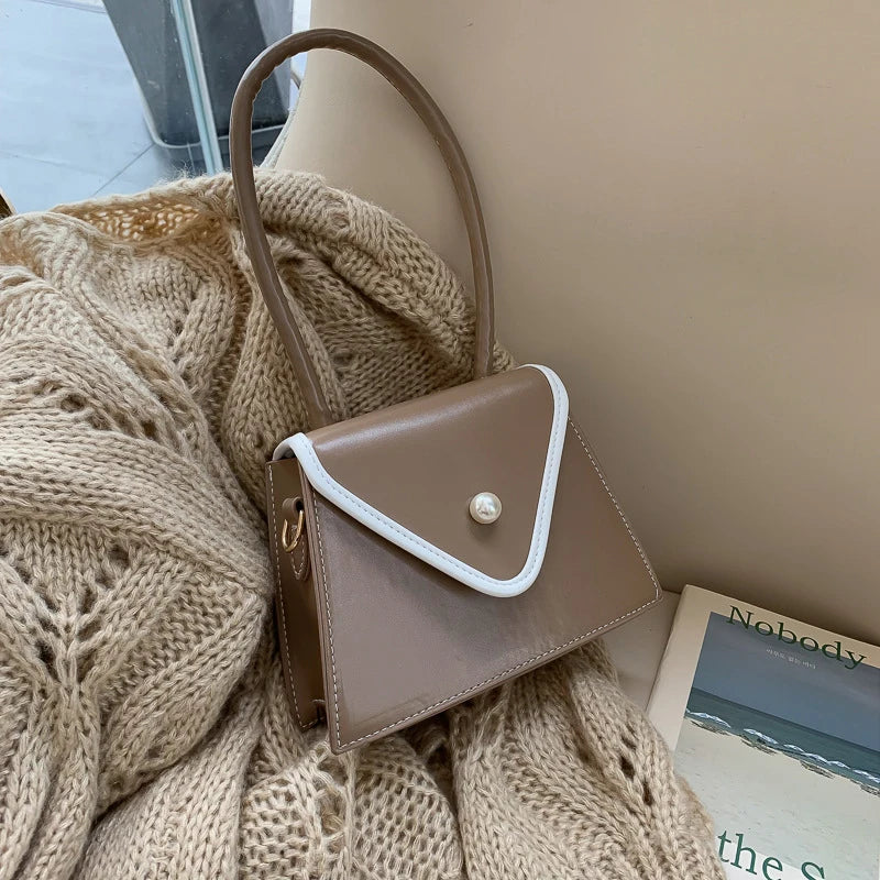 Solid Pu Leather Crossbody Bag Women Shoulder Bags Mini Square Purse Trapezoid