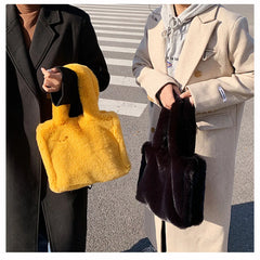 Winter Plush Shoulder Bag Soft Warm Handbag