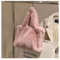 Winter Plush Shoulder Bag Soft Warm Handbag