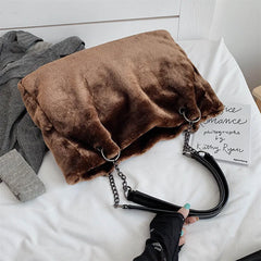 Winter Plush Shoulder Bag Soft Fur Large Capacity Purse