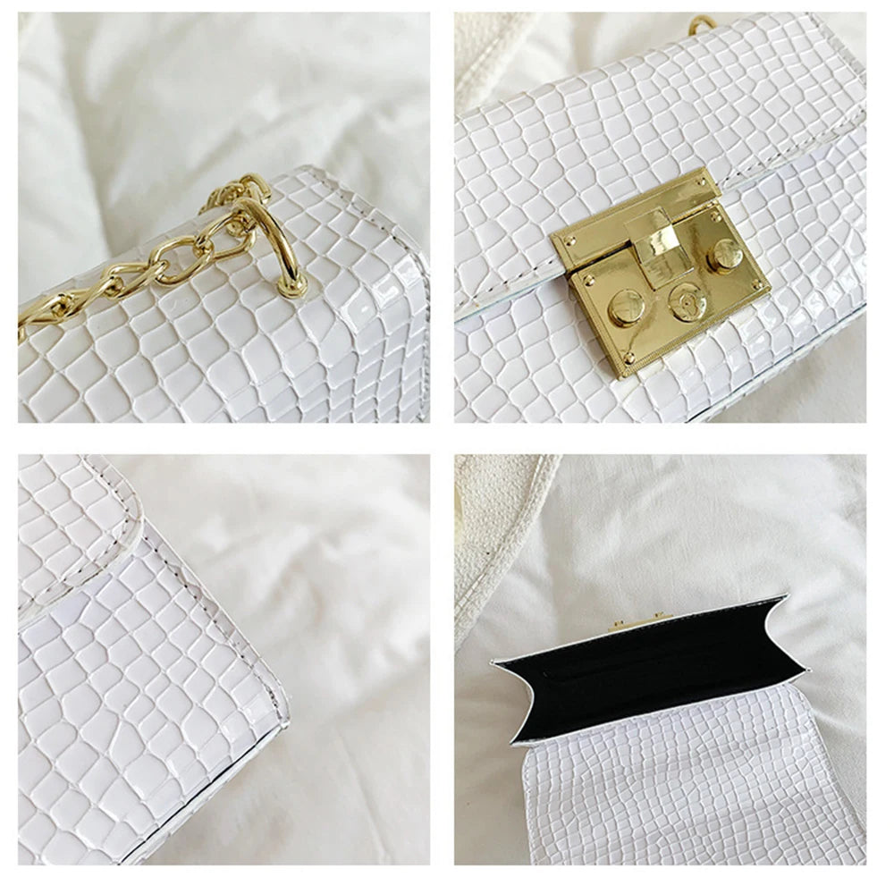 Crocodile Pattern Shoulder Bag Sweet Chain Crossbody Armpit Bag