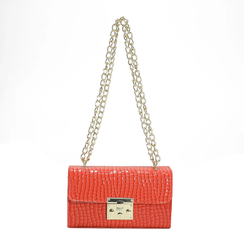 Crocodile Pattern Shoulder Bag Sweet Chain Crossbody Armpit Bag