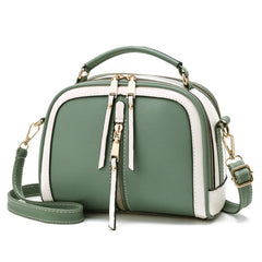 Women Contrast Handbags Pu Leather Square Shoulder Bags