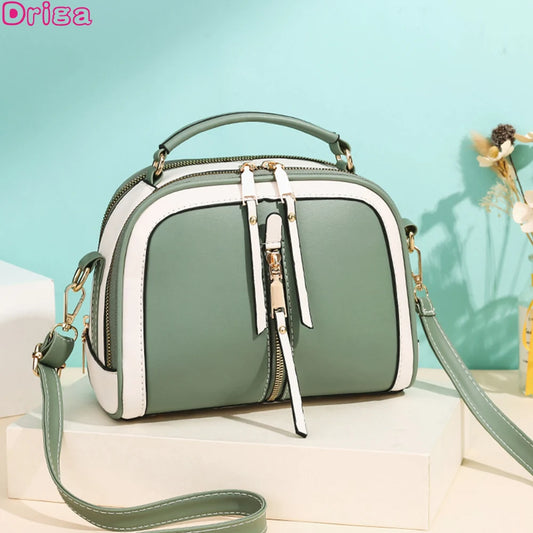 Women Contrast Handbags Pu Leather Square Shoulder Bags