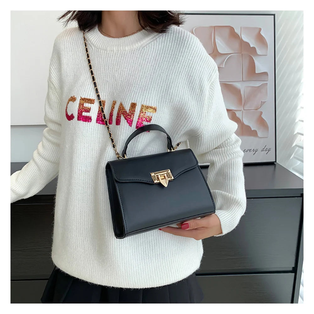 Vintage Chain Crossbody Bag Solid Texture Square Shoulder Bags