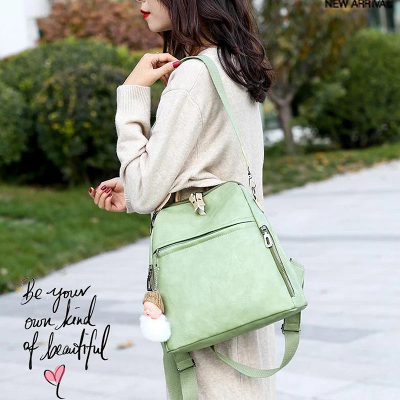 Women Leather Backpack Multifunction Travel Bags for Girls