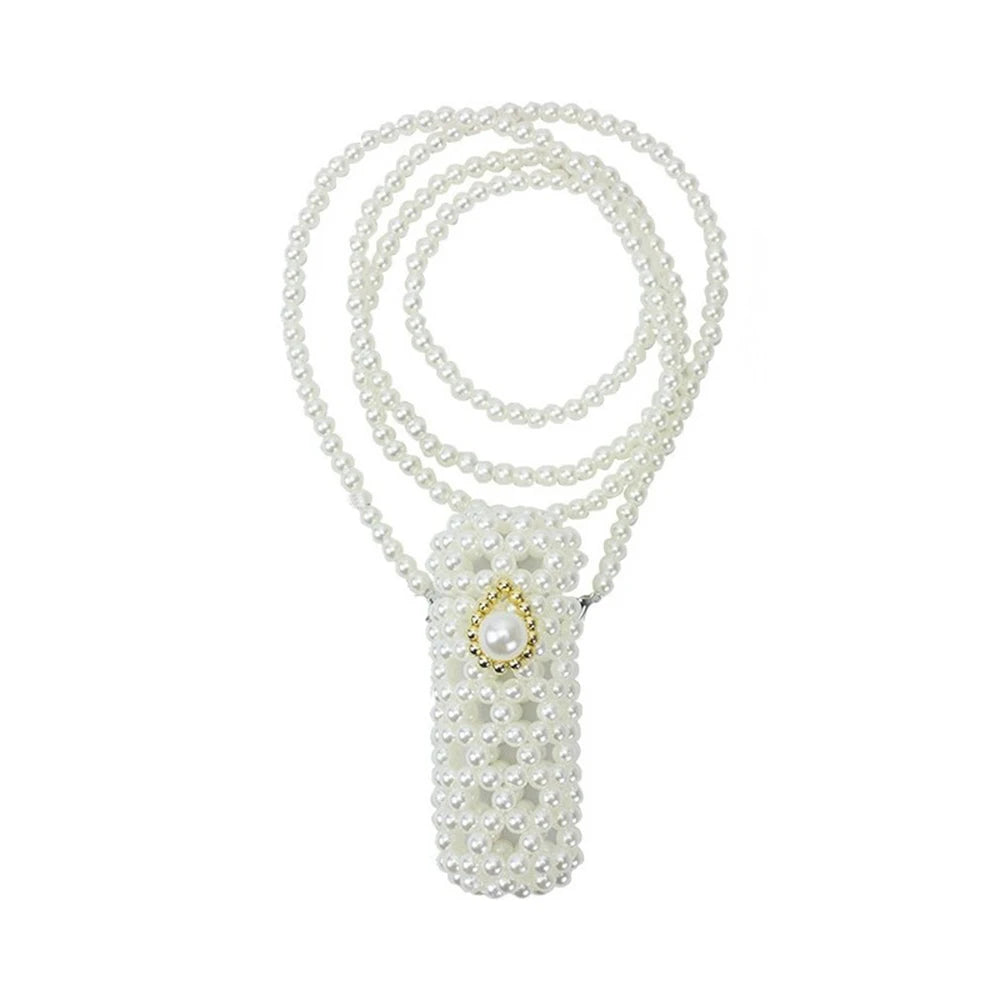 Mini Lipstick Shoulder Bag with Pearl Braided Detail