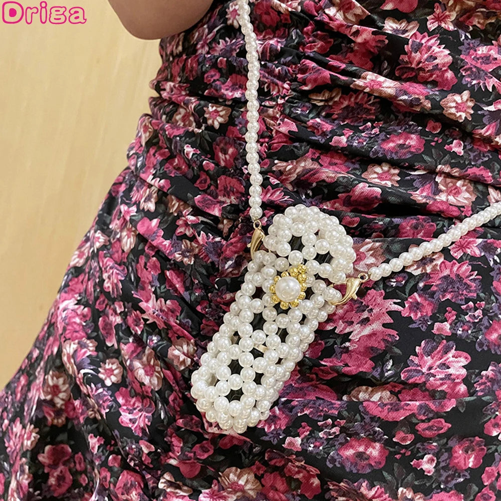 Mini Lipstick Shoulder Bag with Pearl Braided Detail