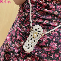 Mini Lipstick Shoulder Bag with Pearl Braided Detail