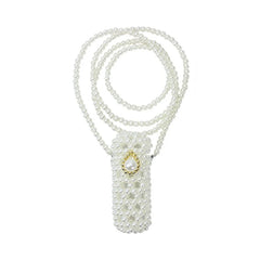 Mini Lipstick Shoulder Bag with Pearl Braided Detail