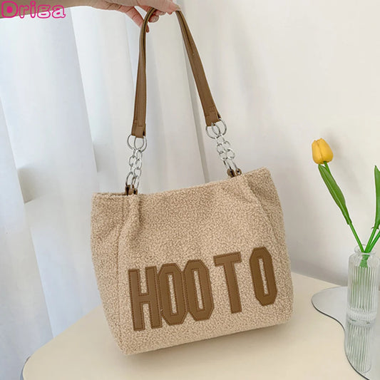 Women Plush Tote Shoulder Bags High Warm Bags
