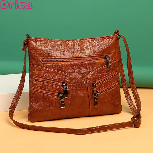 Women's Large Capacity Shoulder Bag Pu Leather Handbag Vintage Crossbody