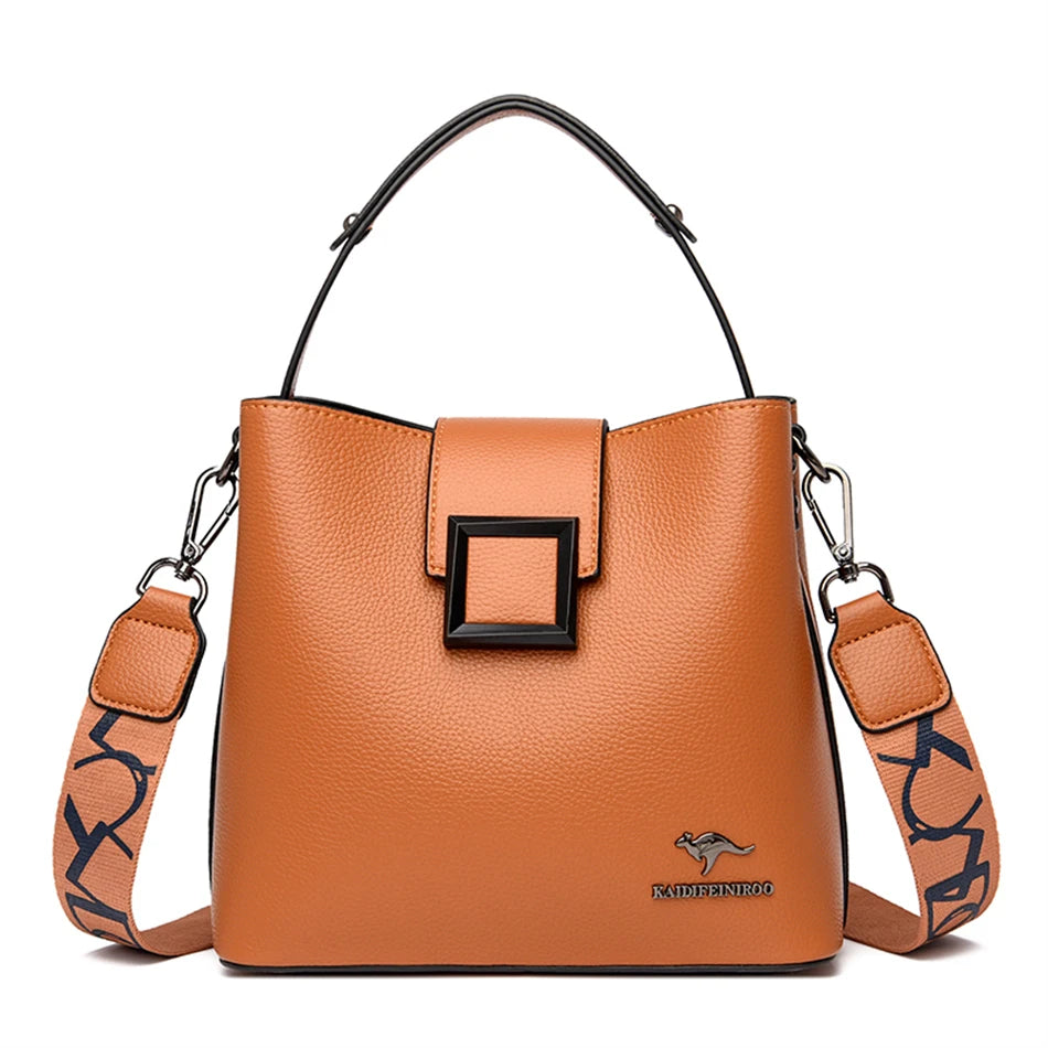 High Leather Shoulder Bag Women Crossbody Messenger Tote Bag