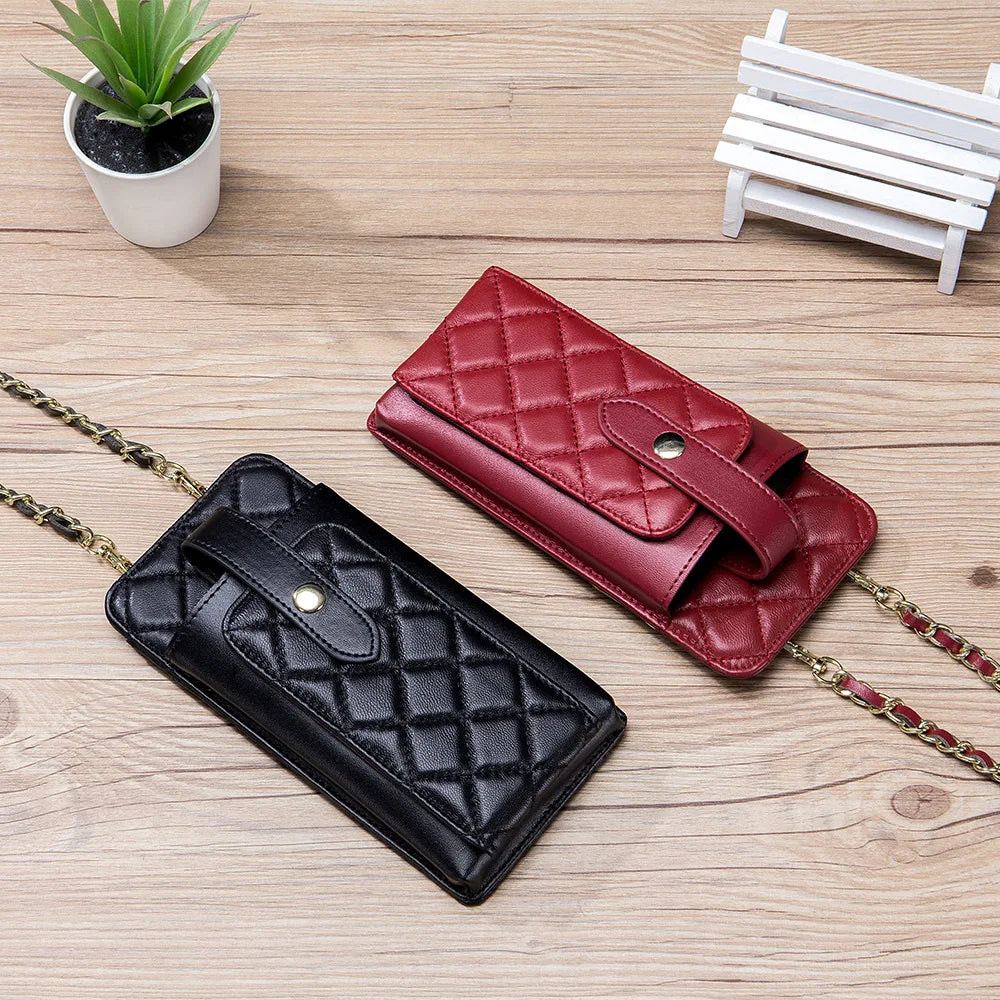 Vertical Crossbody Bag Cellphone Purse Leather Wallet