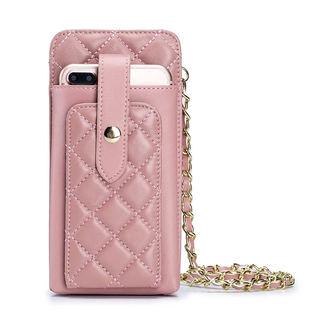 Vertical Crossbody Bag Cellphone Purse Leather Wallet