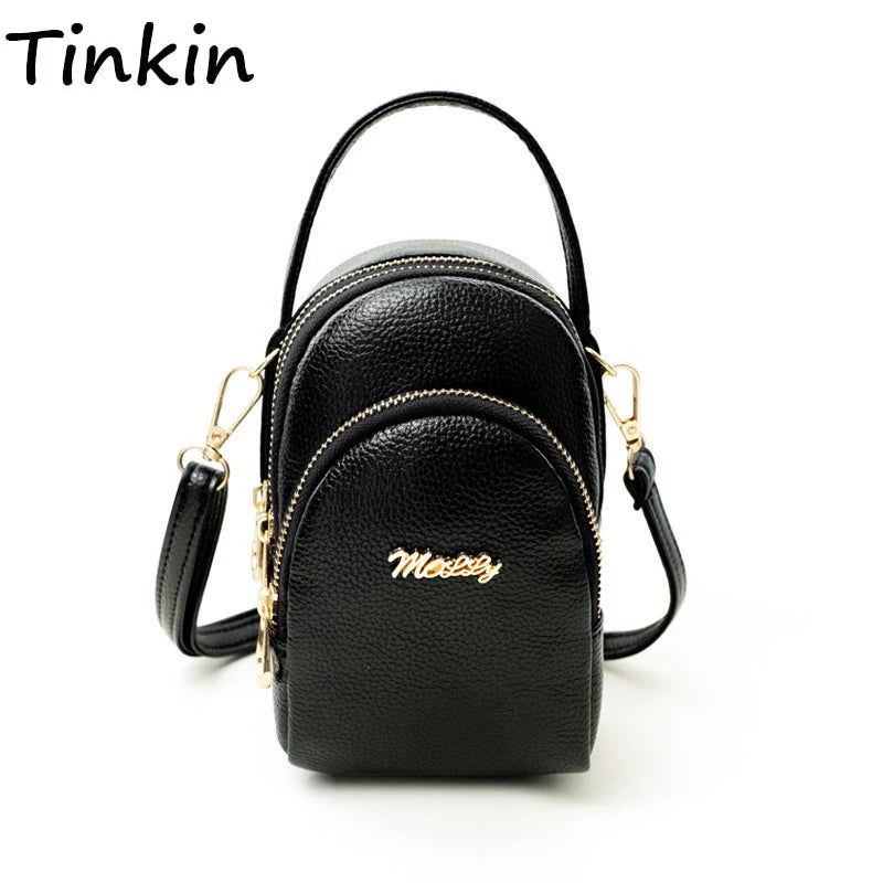 Small Leather Crossbody Shoulder Bag Zipper Messenger Bag for Women