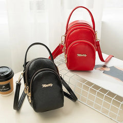 Small Leather Crossbody Shoulder Bag Zipper Messenger Bag for Women