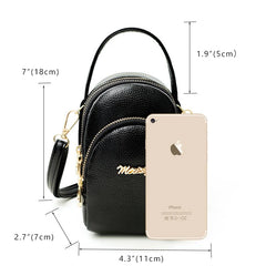 Small Leather Crossbody Shoulder Bag Zipper Messenger Bag for Women