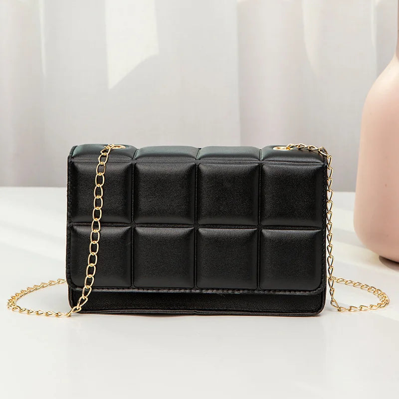 Chain Rhomboid Crossbody Bag for Women PU Leather Shoulder Handbags
