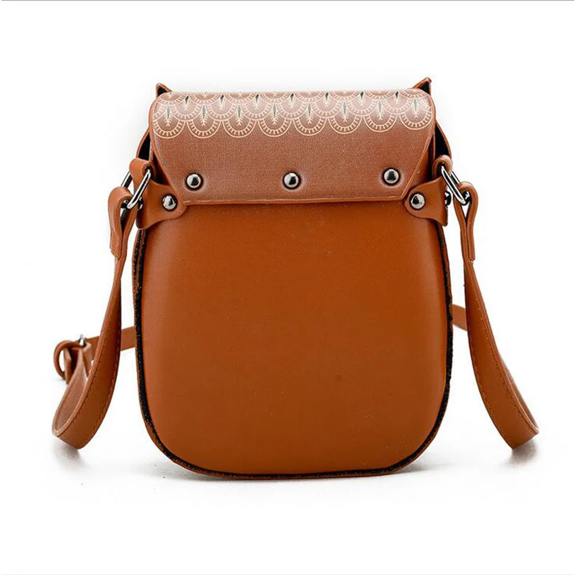 3D Owl Phone Shoulder Bag Women PU Leather Messenger Bag