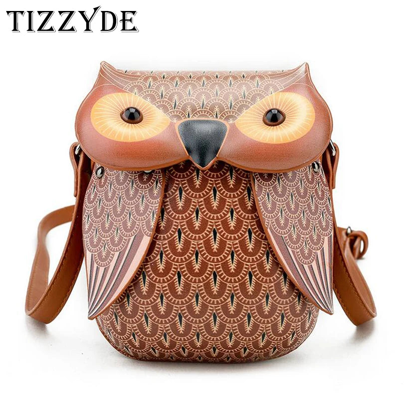 3D Owl Phone Shoulder Bag Women PU Leather Messenger Bag