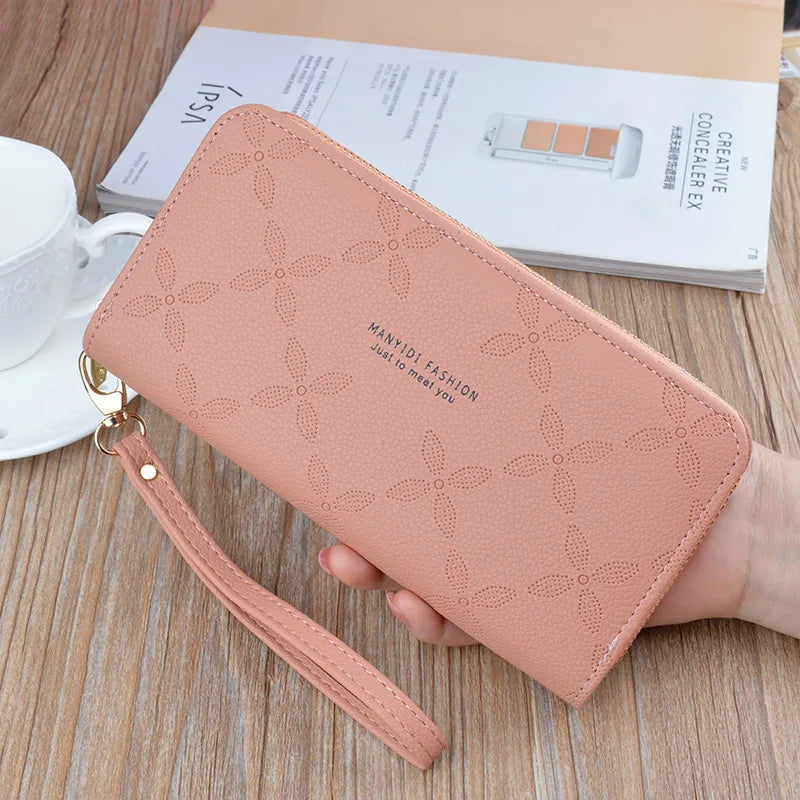 Embossed Long Zipper Ladies Wallet Clutch