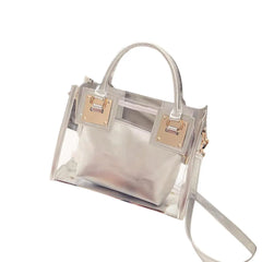 2pcs Women Clear Transparent Shoulder Bag Jelly Candy Summer Beach Handbag