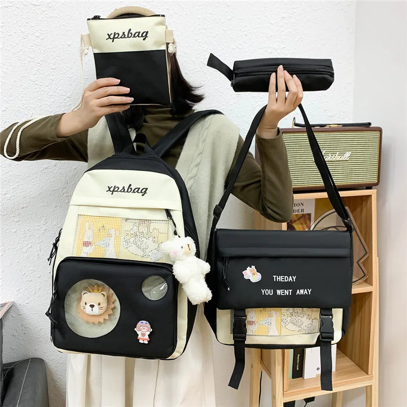 4pcs Set School Backpacks for Girls and Boys
