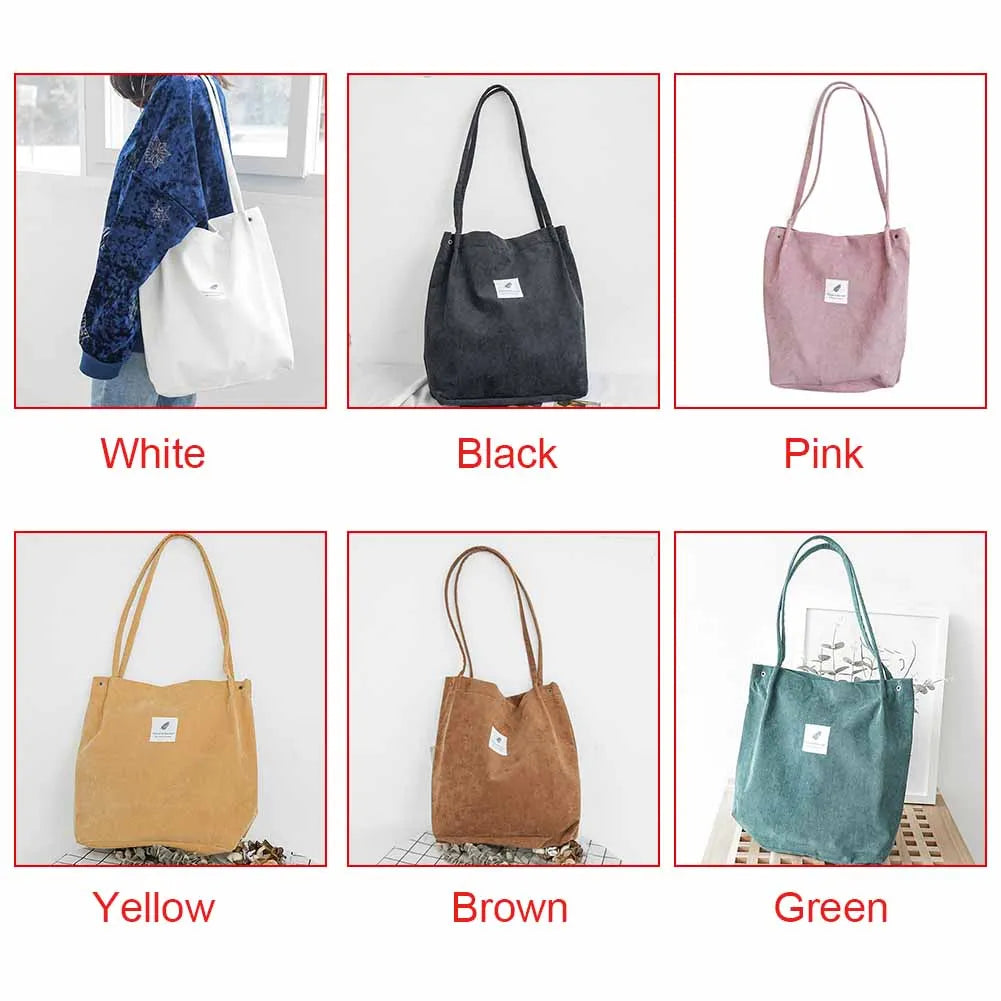High Capacity Corduroy Tote Bag for Women