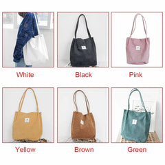 High Capacity Corduroy Tote Bag for Women