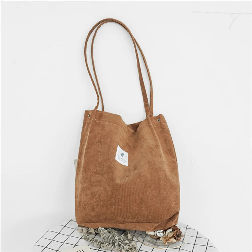 High Capacity Corduroy Tote Bag for Women