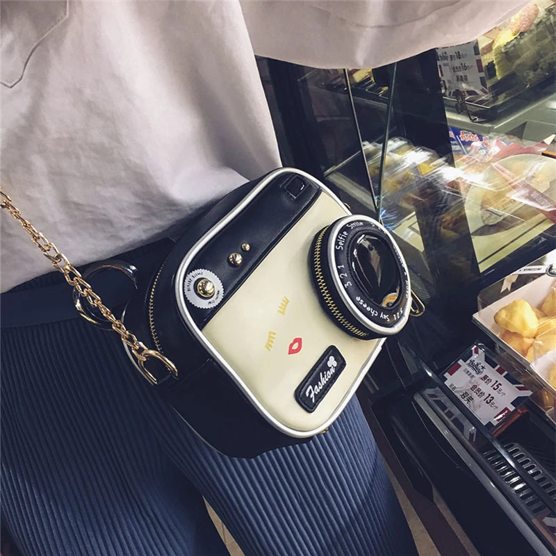 Vintage Lady Camera Shoulder Bag Women Handbag Chain Messenger