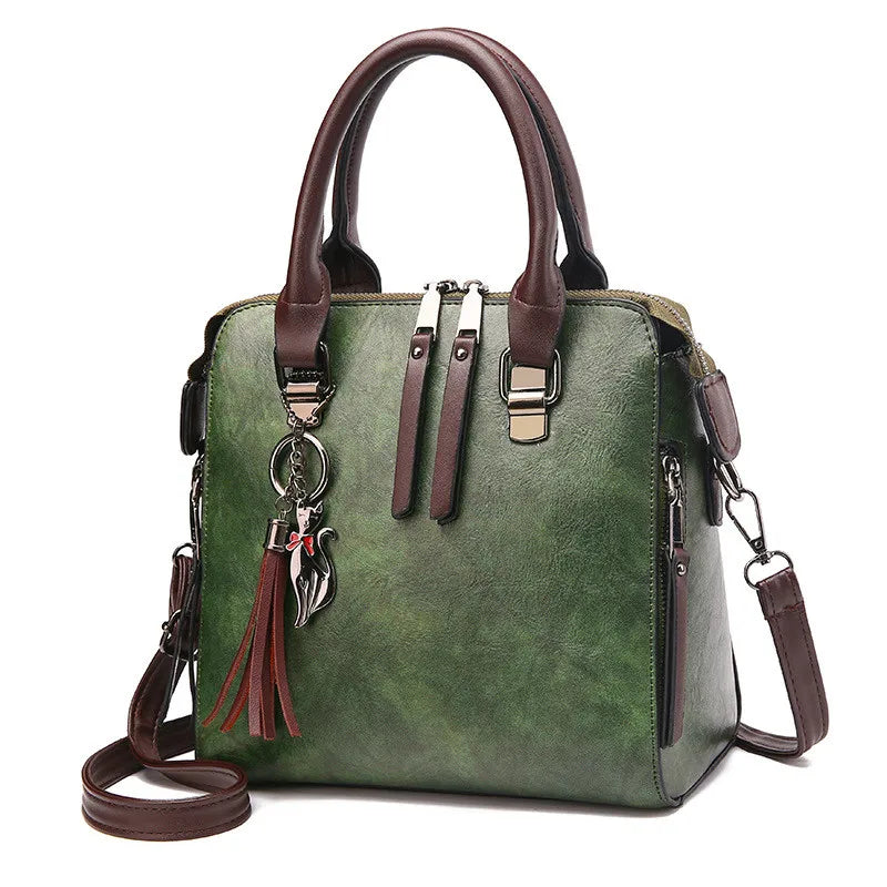Vintage Leather Ladies HandBags Women Messenger Bags Totes Tassel Crossbody