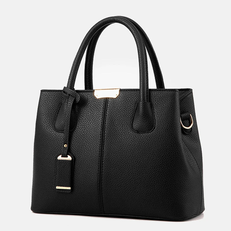 Large Women's PU Leather Handbag Square Shoulder Tote Bag