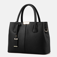 Large Women's PU Leather Handbag Square Shoulder Tote Bag