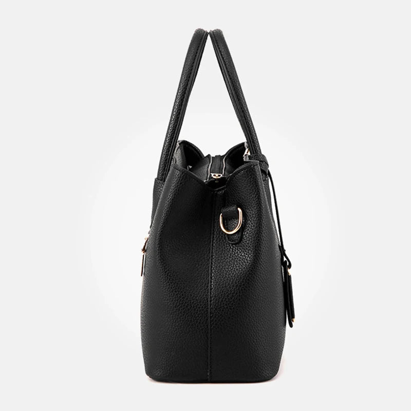 Large Women's PU Leather Handbag Square Shoulder Tote Bag
