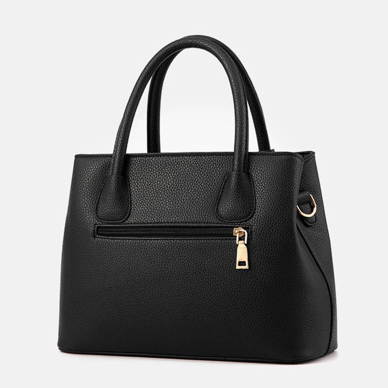 Large Women's PU Leather Handbag Square Shoulder Tote Bag