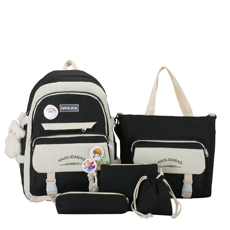 Girls Campus School Bag Set Large Capacity Backpacks for Students