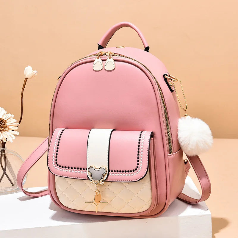 Women's Small Leather Shoulder Bag Soft Backpack