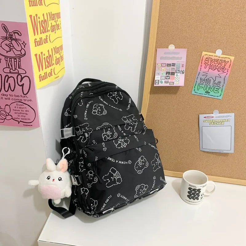 Girls' Printed School Backpack Large Capacity Travel Backpack Women
