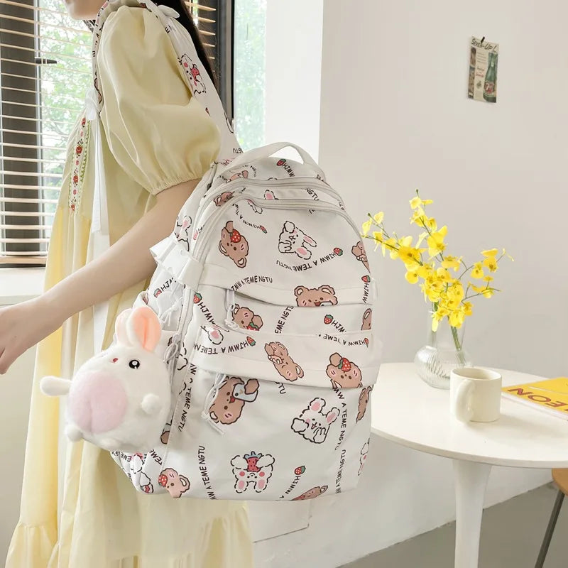 Girls' Printed School Backpack Large Capacity Travel Backpack Women